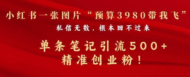 小红书一张图暴力引流500+精准创业粉网创项目-副业赚钱-互联网创业-资源整合冒泡网