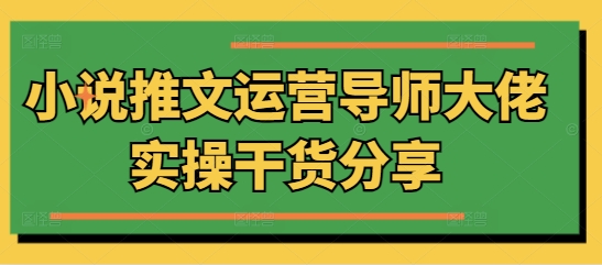 小说推文运营导师大佬实操干货分享网创项目-副业赚钱-互联网创业-资源整合冒泡网