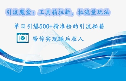 引流魔盒：工具箱拉新，拉流量玩法，单日引爆500+精准粉的引流秘籍网创项目-副业赚钱-互联网创业-资源整合冒泡网