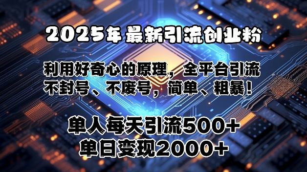 2025年最新引流创业粉，利用好奇心的原理，全平台引流，不封号、不废号，简单、粗暴网创项目-副业赚钱-互联网创业-资源整合冒泡网