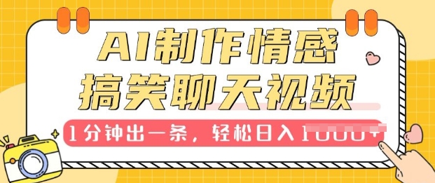 AI制作情感搞笑聊天视频，1分钟出一条，100%过原创，新手也能轻松上手网创项目-副业赚钱-互联网创业-资源整合冒泡网