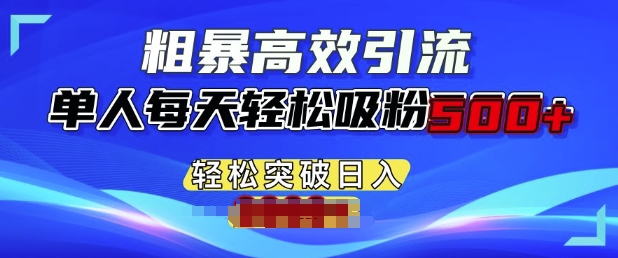 粗暴高效引流，单人每天轻松吸粉500+，轻松突破日入多张网创项目-副业赚钱-互联网创业-资源整合冒泡网