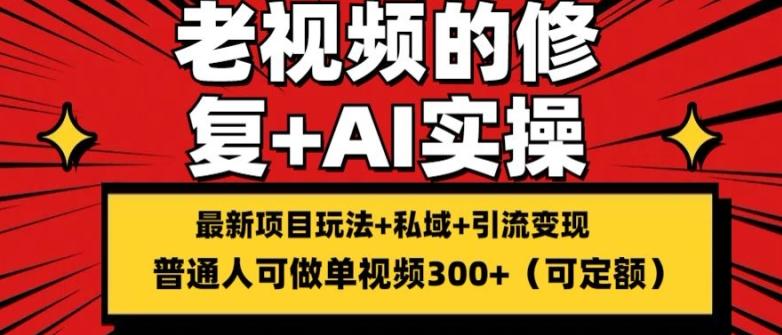 修复老视频的玩法，搬砖+引流的变现(可持久)，单条收益300+【揭秘】网创项目-副业赚钱-互联网创业-资源整合冒泡网