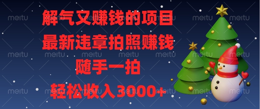 解气又赚钱的项目，最新违章拍照赚钱，随手一拍，轻松收入3000+网创项目-副业赚钱-互联网创业-资源整合冒泡网