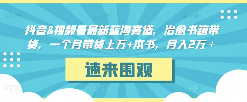 抖音&视频号最新蓝海赛道，治愈书籍带货，一个月带货上万+本书，月入2万＋【揭秘】网创项目-副业赚钱-互联网创业-资源整合冒泡网