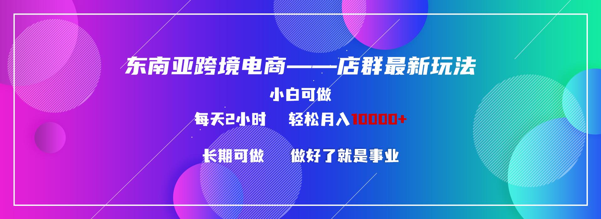 东南亚跨境电商店群新玩法2—小白每天两小时 轻松10000+网创项目-副业赚钱-互联网创业-资源整合冒泡网