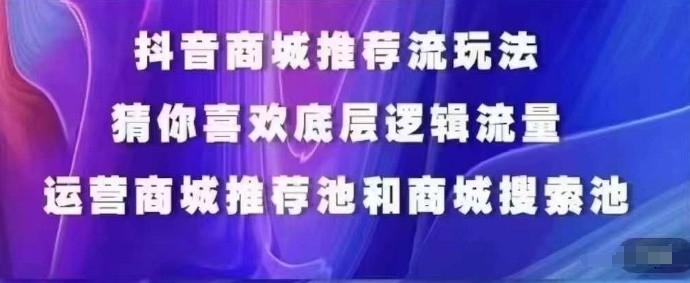 抖音商城运营课程，猜你喜欢入池商城搜索商城推荐人群标签覆盖网创项目-副业赚钱-互联网创业-资源整合冒泡网