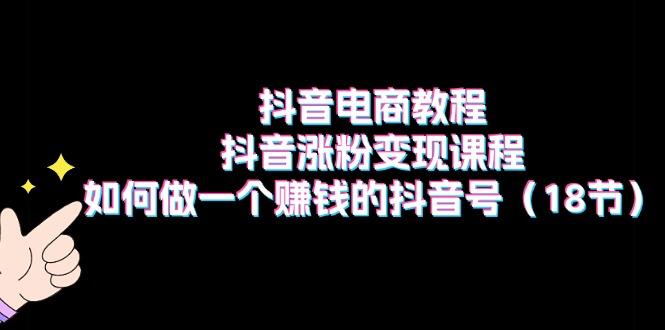 抖音电商教程：抖音涨粉变现课程：如何做一个赚钱的抖音号(18节网创项目-副业赚钱-互联网创业-资源整合冒泡网