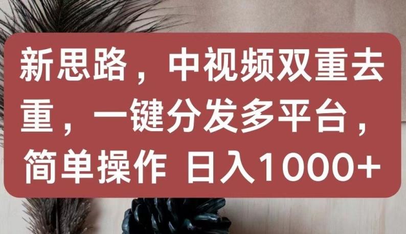 新思路，中视频双重去重，一键分发多平台，简单操作，日入1000+【揭秘】网创项目-副业赚钱-互联网创业-资源整合冒泡网