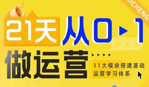 21天从0-1做运营，11大维度搭建基础运营学习体系网创项目-副业赚钱-互联网创业-资源整合冒泡网