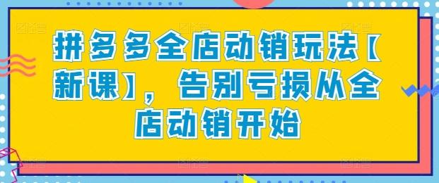 拼多多全店动销玩法【新课】，告别亏损从全店动销开始网创项目-副业赚钱-互联网创业-资源整合冒泡网