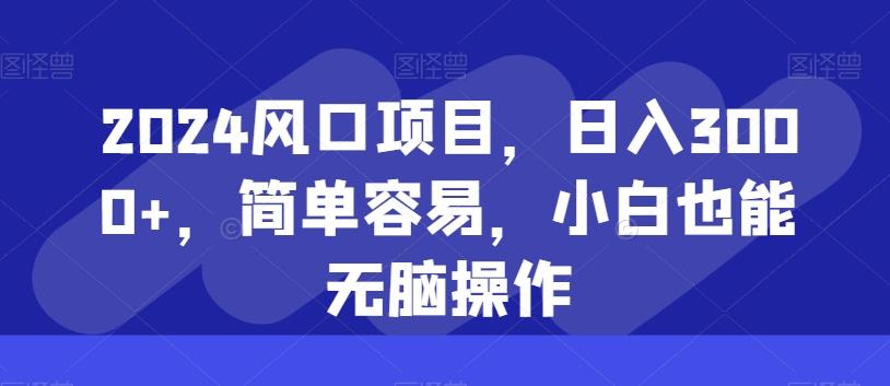 2024风口项目，日入3000+，简单容易，小白也能无脑操作网创项目-副业赚钱-互联网创业-资源整合冒泡网