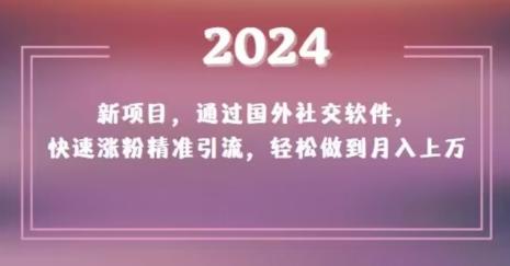 2024新项目，通过国外社交软件，快速涨粉精准引流，轻松做到月入上万【揭秘】网创项目-副业赚钱-互联网创业-资源整合冒泡网