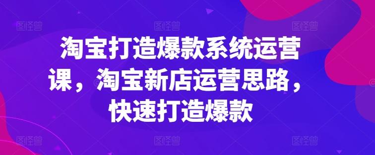 淘宝打造爆款系统运营课，淘宝新店运营思路，快速打造爆款网创项目-副业赚钱-互联网创业-资源整合冒泡网