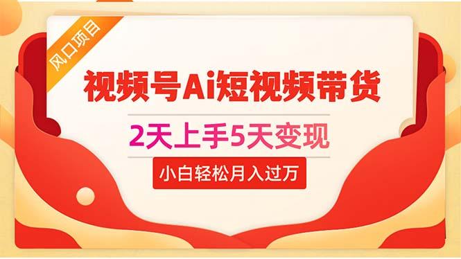 2天上手5天变现视频号Ai短视频带货0粉丝0基础小白轻松月入过万网创项目-副业赚钱-互联网创业-资源整合冒泡网