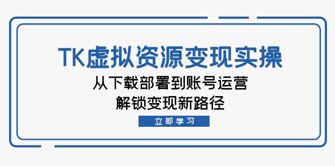 TK虚拟资料变现实操：从下载部署到账号运营，解锁变现新路径网创项目-副业赚钱-互联网创业-资源整合冒泡网