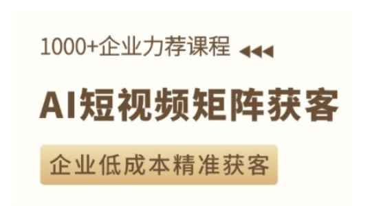 AI短视频矩阵获客实操课，企业低成本精准获客网创项目-副业赚钱-互联网创业-资源整合冒泡网