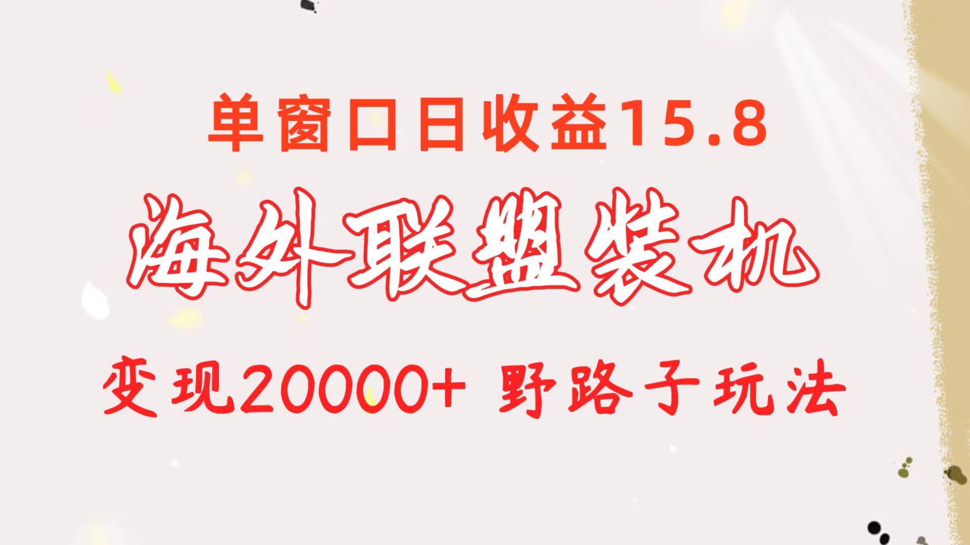 海外联盟装机 单窗口日收益15.8  变现20000+ 野路子玩法网创项目-副业赚钱-互联网创业-资源整合冒泡网