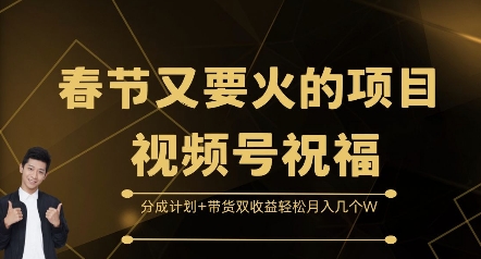 春节又要火的项目视频号祝福，分成计划+带货双收益，轻松月入几个W【揭秘】网创项目-副业赚钱-互联网创业-资源整合冒泡网