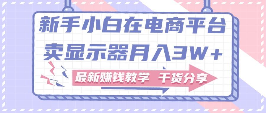 新手小白如何做到在电商平台卖显示器月入3W+，最新赚钱教学干货分享网创项目-副业赚钱-互联网创业-资源整合冒泡网