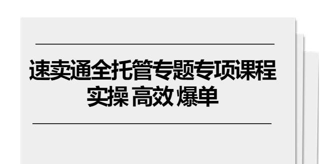 速卖通 全托管专题专项课程，实操 高效 爆单(11节课网创项目-副业赚钱-互联网创业-资源整合冒泡网