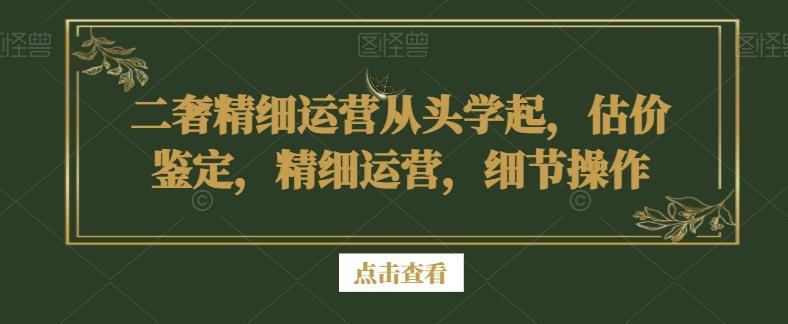 二奢精细运营从头学起，估价鉴定，精细运营，细节操作网创项目-副业赚钱-互联网创业-资源整合冒泡网