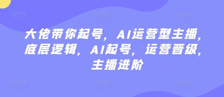 大佬带你起号，AI运营型主播，底层逻辑，AI起号，运营晋级，主播进阶网创项目-副业赚钱-互联网创业-资源整合冒泡网