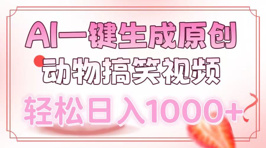 AI一键生成原创动物搞笑视频，轻松日入1000+网创项目-副业赚钱-互联网创业-资源整合冒泡网