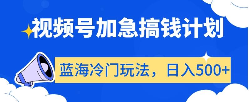 视频号加急搞钱计划，蓝海冷门玩法，日入500+【揭秘】网创项目-副业赚钱-互联网创业-资源整合冒泡网