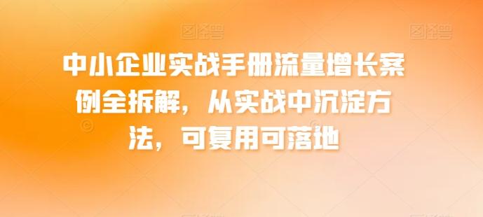 中小企业实战手册流量增长案例全拆解，从实战中沉淀方法，可复用可落地网创项目-副业赚钱-互联网创业-资源整合冒泡网