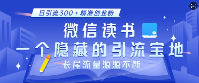 微信读书，一个隐藏的引流宝地，不为人知的小众打法，日引流300+精准创业粉，长尾流量源源不断网创项目-副业赚钱-互联网创业-资源整合冒泡网