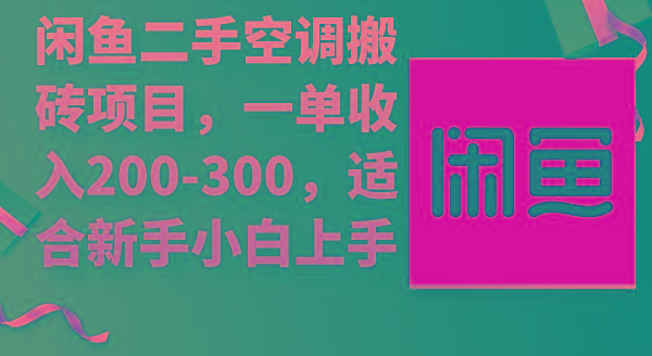 (9539期)闲鱼二手空调搬砖项目，一单收入200-300，适合新手小白上手网创项目-副业赚钱-互联网创业-资源整合冒泡网