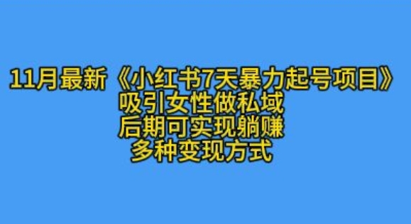 K总部落11月最新小红书7天暴力起号项目，吸引女性做私域【揭秘】网创项目-副业赚钱-互联网创业-资源整合冒泡网