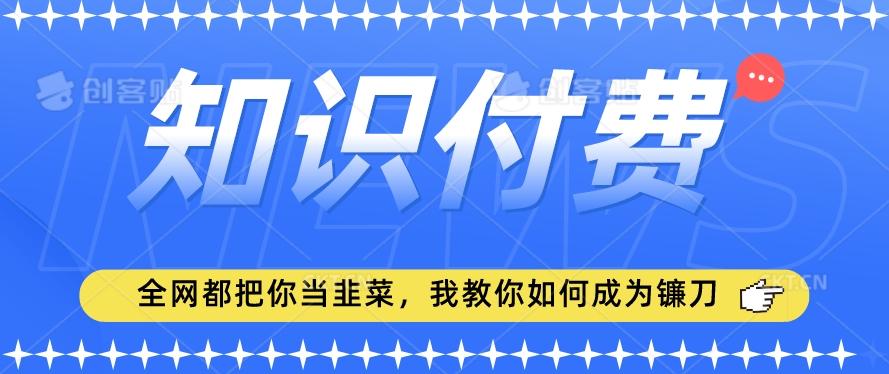 2024最新知识付费项目，小白也能轻松入局，全网都在教你做项目，我教你做镰刀【揭秘】网创项目-副业赚钱-互联网创业-资源整合冒泡网