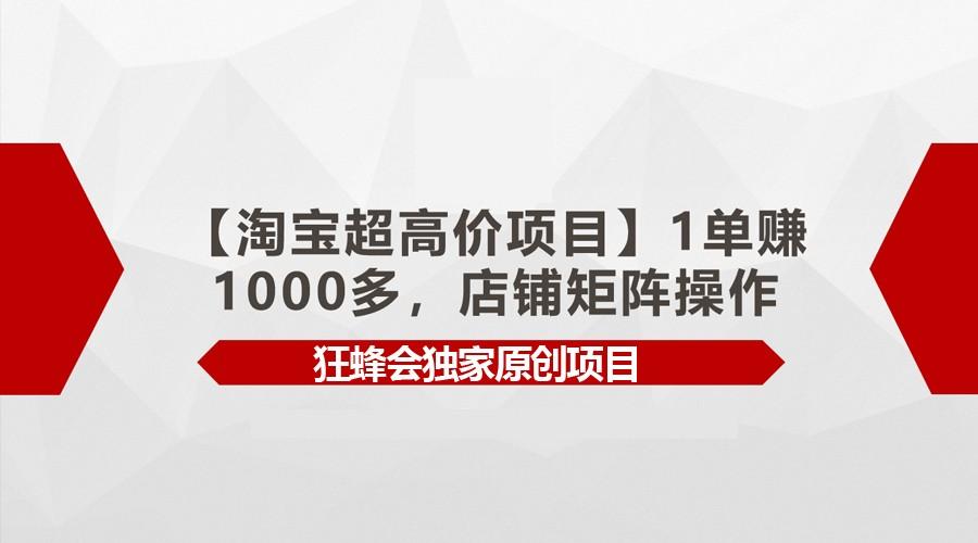 【淘宝超高价项目】1单赚1000多，店铺矩阵操作网创项目-副业赚钱-互联网创业-资源整合冒泡网