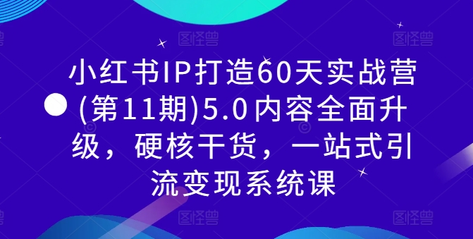 小红书IP打造60天实战营(第11期)5.0​内容全面升级，硬核干货，一站式引流变现系统课网创项目-副业赚钱-互联网创业-资源整合冒泡网