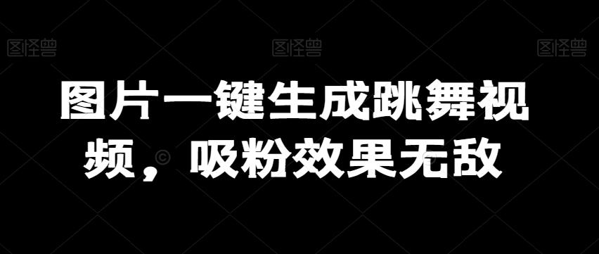 图片一键生成跳舞视频，吸粉效果无敌网创项目-副业赚钱-互联网创业-资源整合冒泡网