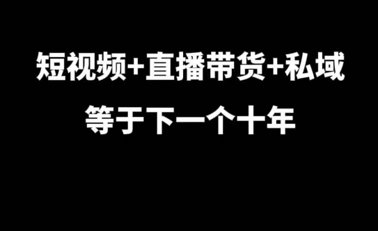 短视频+直播带货+私域等于下一个十年，大佬7年实战经验总结网创项目-副业赚钱-互联网创业-资源整合冒泡网