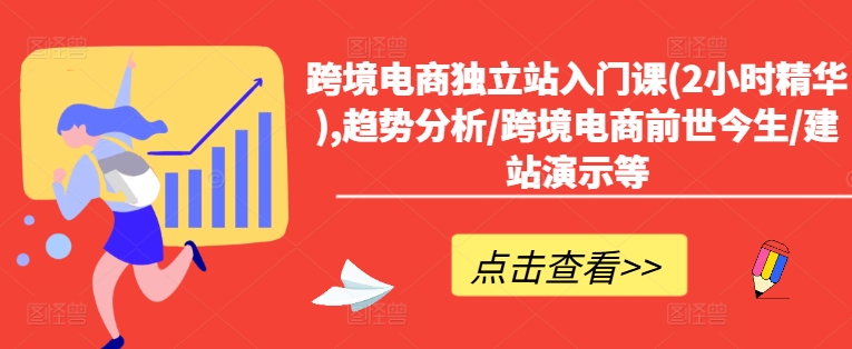 跨境电商独立站入门课(2小时精华),趋势分析/跨境电商前世今生/建站演示等网创项目-副业赚钱-互联网创业-资源整合冒泡网