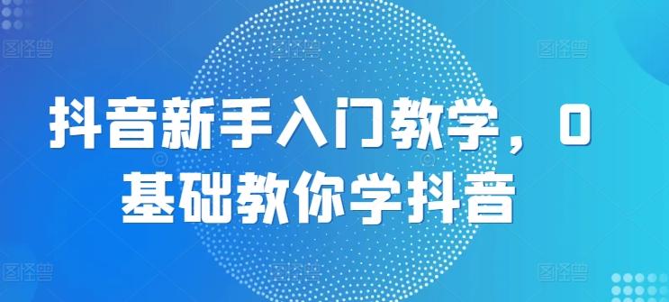 抖音新手入门教学，0基础教你学抖音网创项目-副业赚钱-互联网创业-资源整合冒泡网