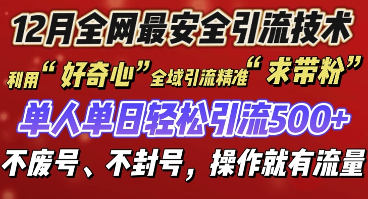 12 月份全网最安全引流创业粉技术来袭，不封号不废号，有操作就有流量【揭秘】网创项目-副业赚钱-互联网创业-资源整合冒泡网