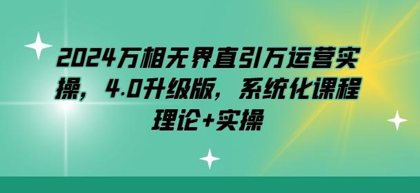 2024万相无界直引万运营实操，4.0升级版，系统化课程 理论+实操网创项目-副业赚钱-互联网创业-资源整合冒泡网