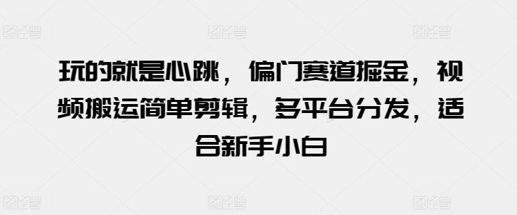 玩的就是心跳，偏门赛道掘金，视频搬运简单剪辑，多平台分发，适合新手小白【揭秘】网创项目-副业赚钱-互联网创业-资源整合冒泡网