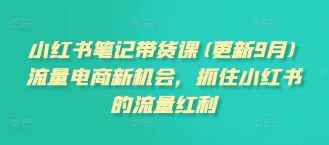 小红书笔记带货课(更新9月)流量电商新机会，抓住小红书的流量红利网创项目-副业赚钱-互联网创业-资源整合冒泡网