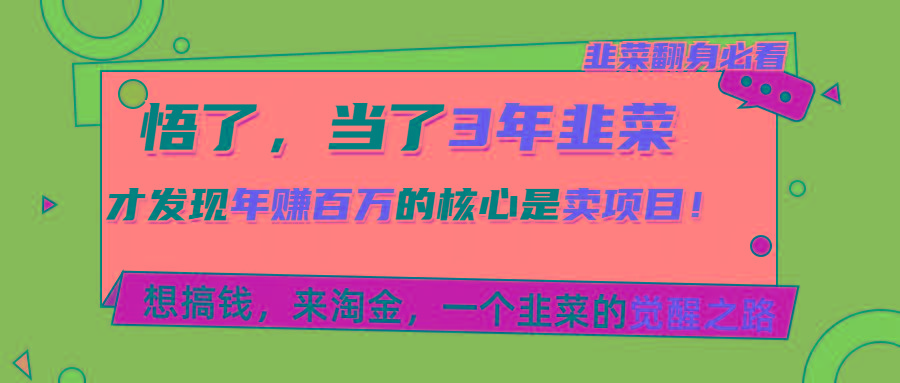 悟了，当了3年韭菜，才发现网赚圈年赚100万的核心是卖项目，含泪分享！网创项目-副业赚钱-互联网创业-资源整合冒泡网