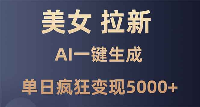 美女暴力拉新，通过AI一键生成，单日疯狂变现5000+，纯小白一学就会！网创项目-副业赚钱-互联网创业-资源整合冒泡网