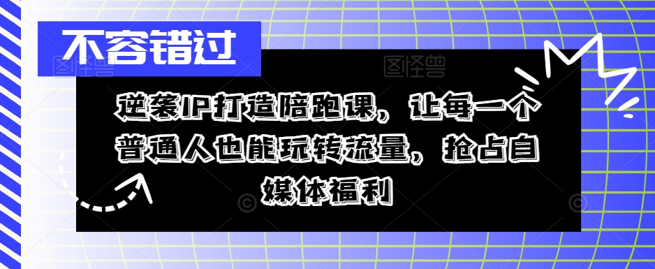 逆袭IP打造陪跑课，让每一个普通人也能玩转流量，抢占自媒体福利网创项目-副业赚钱-互联网创业-资源整合冒泡网