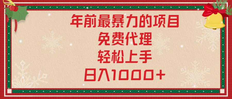 年前最暴力的项目，免费代理，轻松上手，日入1000+网创项目-副业赚钱-互联网创业-资源整合冒泡网