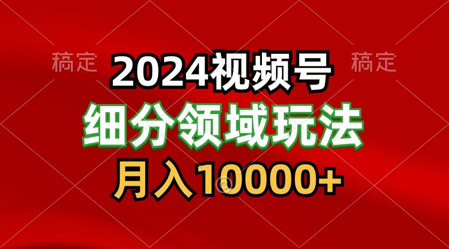 2024视频号分成计划细分领域玩法，每天5分钟，月入1W+网创项目-副业赚钱-互联网创业-资源整合冒泡网