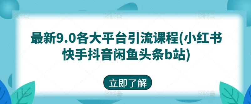 最新9.0各大平台引流课程(小红书快手抖音闲鱼头条b站)网创项目-副业赚钱-互联网创业-资源整合冒泡网